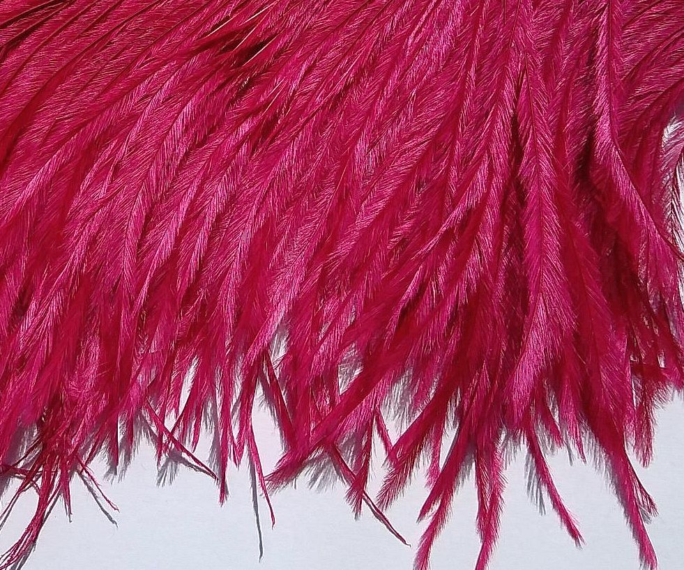 Ostrich Fringe 13-15cm depth per metre - 2 ply Cerise