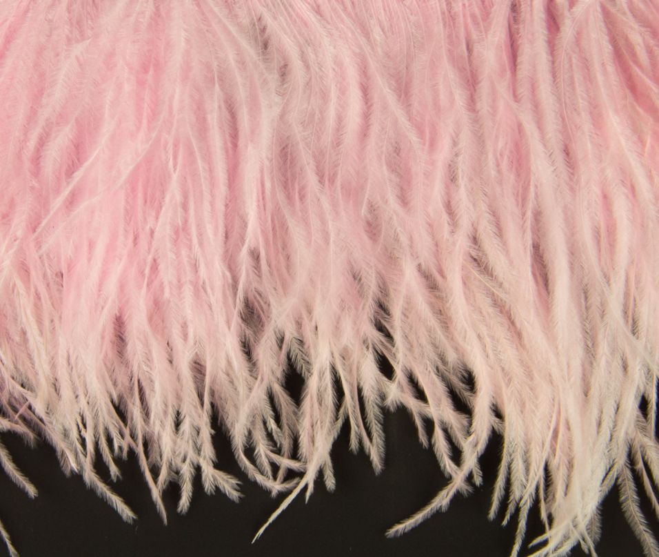 Ostrich Fringe 13-15cm depth per metre - 2 ply Baby Pink