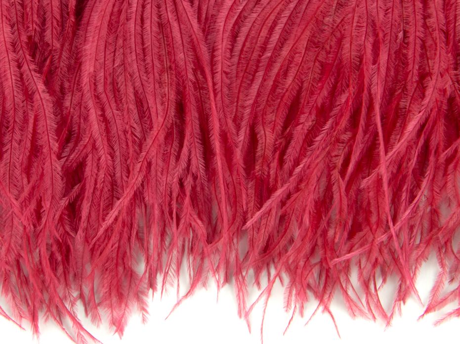Ostrich Fringe 13-15cm depth per metre - 2 ply Ruby Red