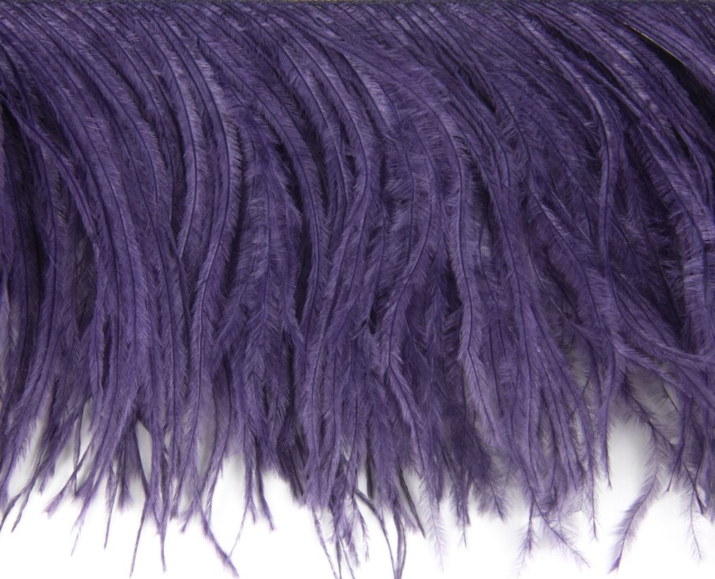 Ostrich Fringe 13-15cm depth per metre - 2 ply Purple (Boa)