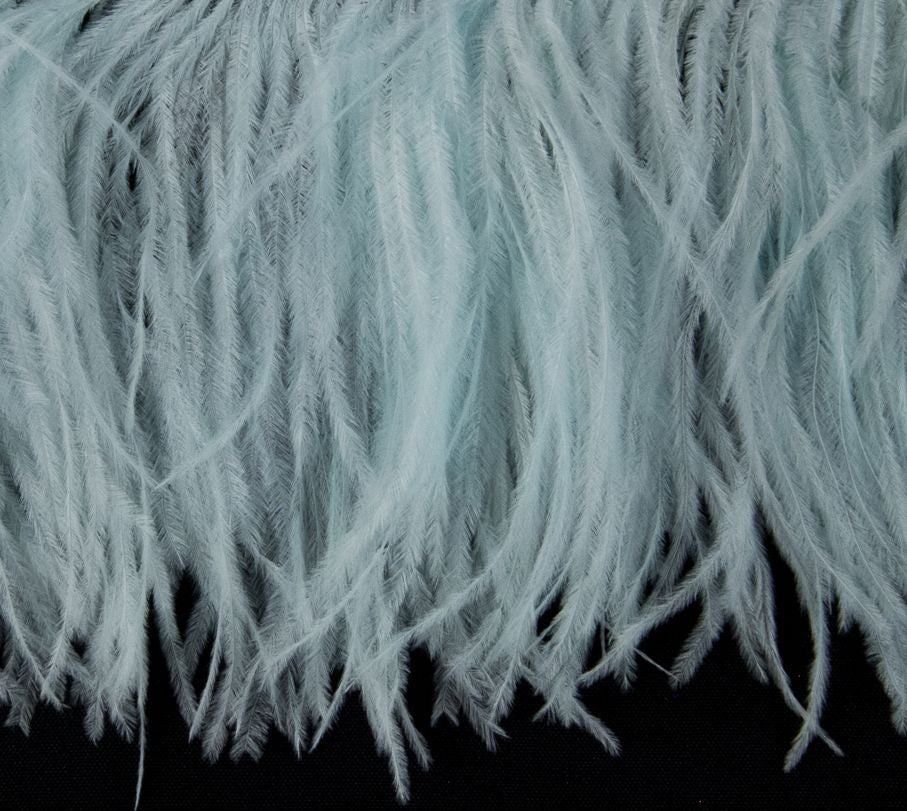 Ostrich Fringe 13-15cm depth per metre - 2 ply Aqua