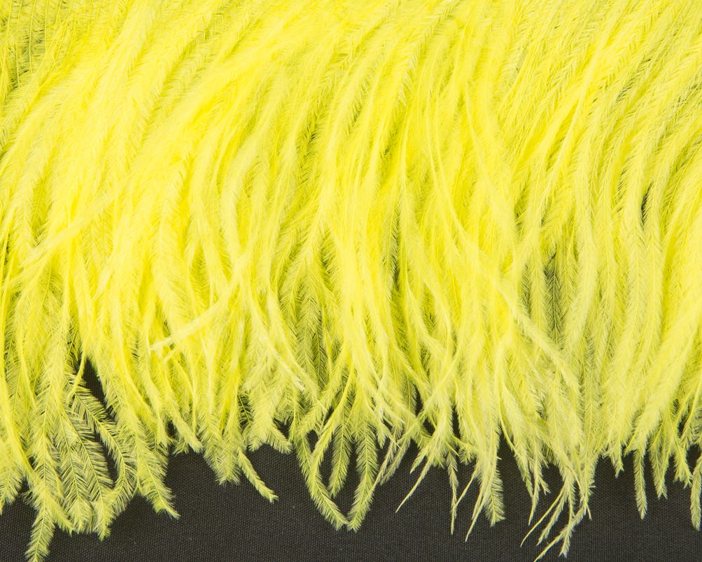 Ostrich Fringe 13-15cm depth per metre - 2 ply Flo Yellow