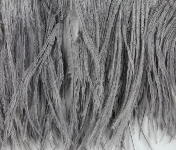 Ostrich Fringe 13-15cm depth per metre - 2 ply Charcoal Grey