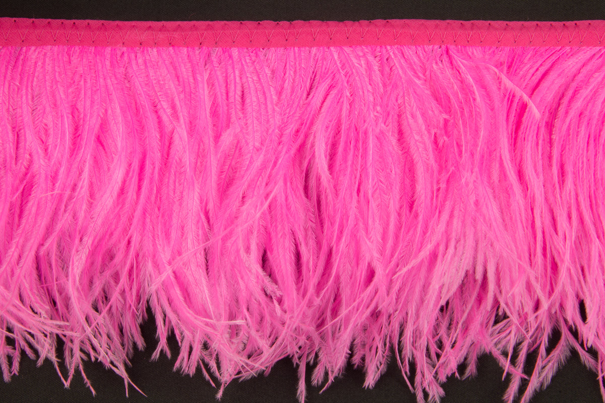Ostrich Fringe 13-15cm depth per metre - 2 ply Shocking Pink