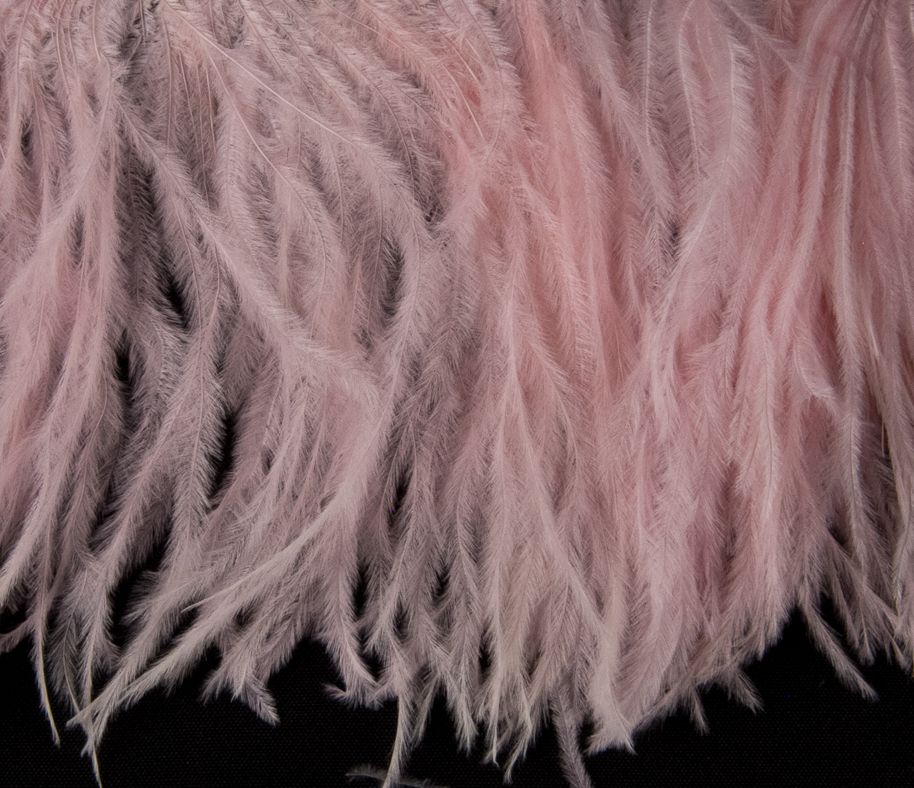Ostrich Fringe 13-15cm depth per metre - 2 ply Pale Pink