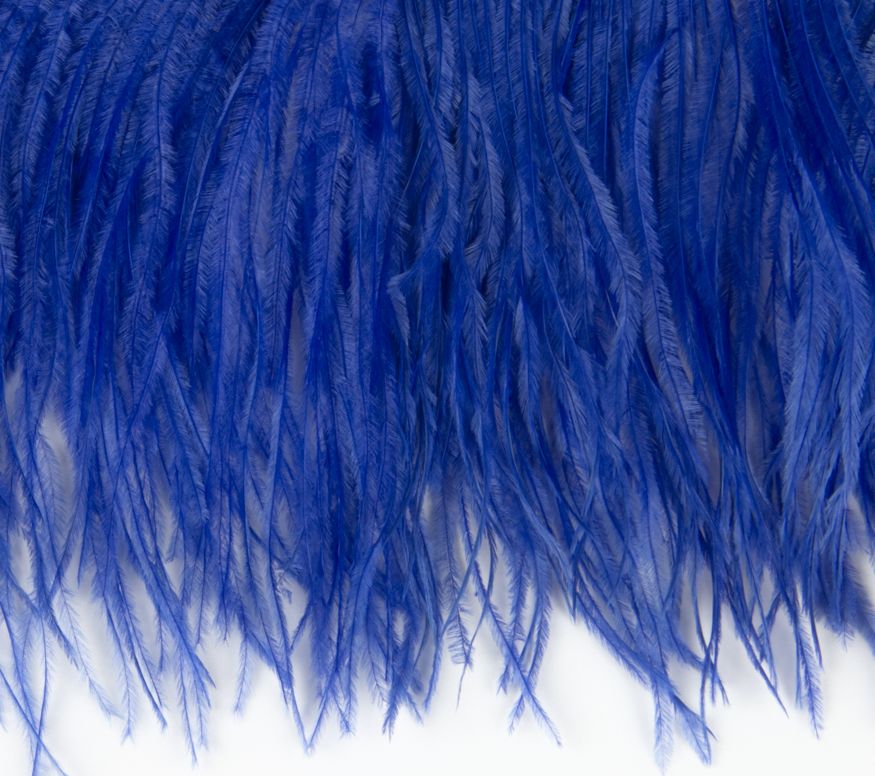 Ostrich Fringe 13-15cm depth per metre - 2 ply Royal Blue