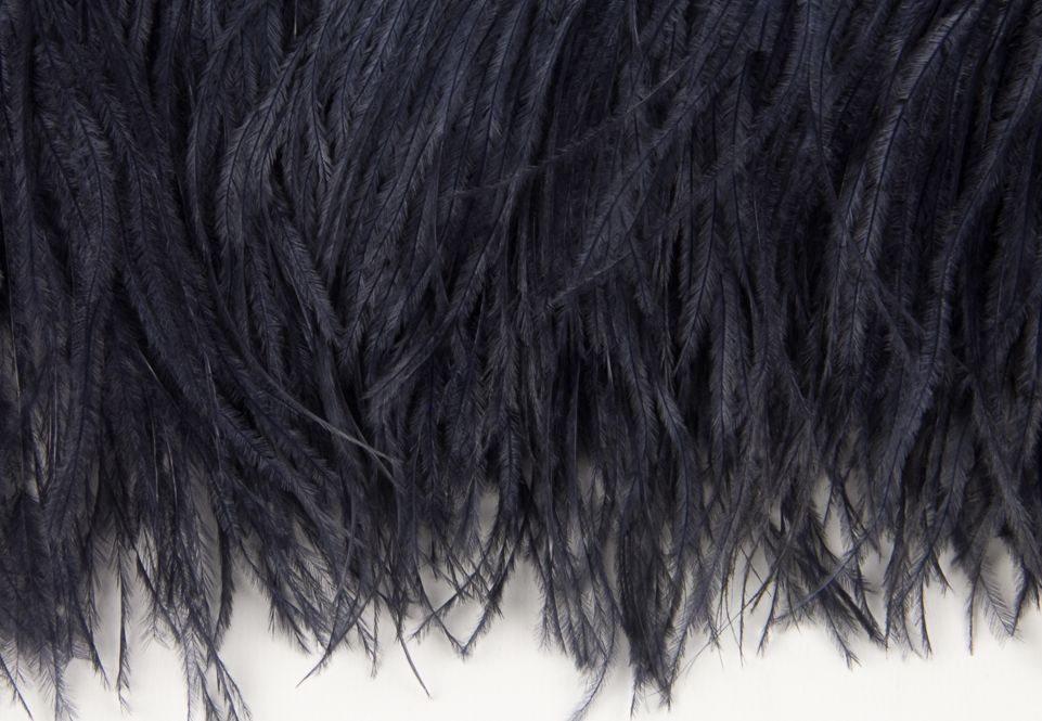 Ostrich Fringe 13-15cm depth per metre - 2 ply Navy