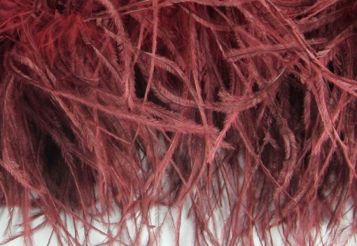 Ostrich Fringe 13-15cm depth per metre - 2 ply Burgundy