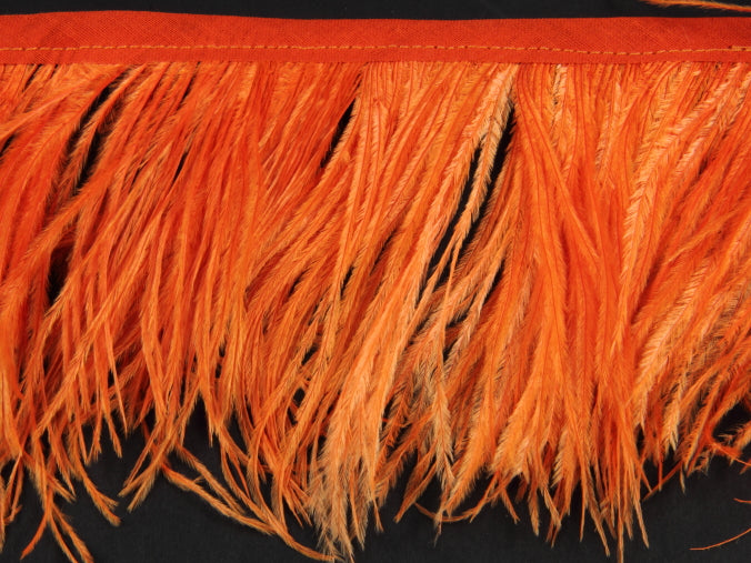 Ostrich Fringe 13-15cm depth per metre - 2 ply Orange
