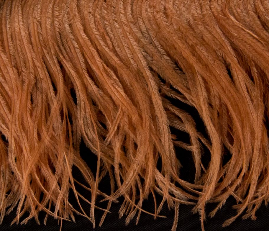 Ostrich Fringe 13-15cm depth per metre - 2 ply Bronze