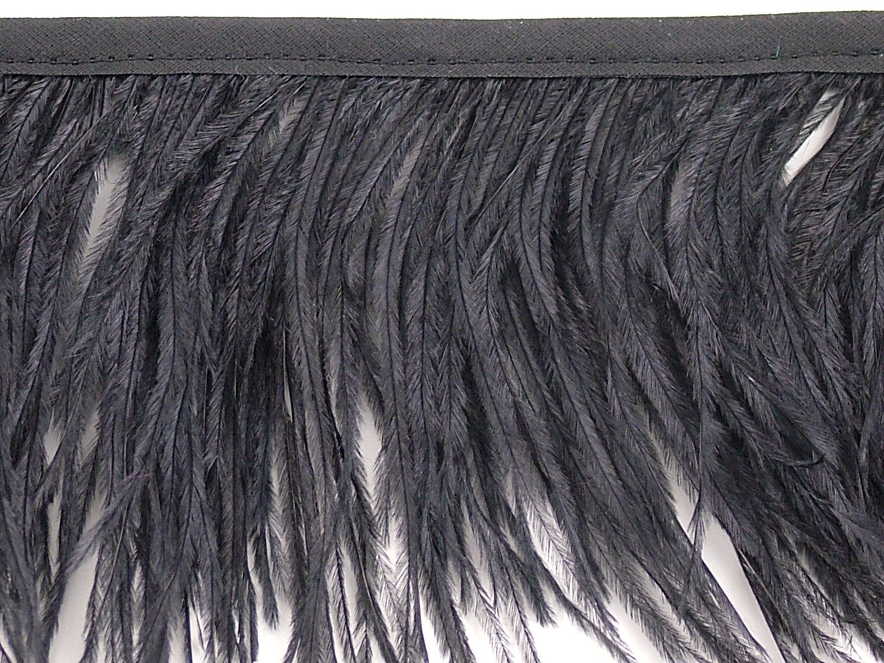 Ostrich Fringe 13-15cm depth per metre - 2 ply Black