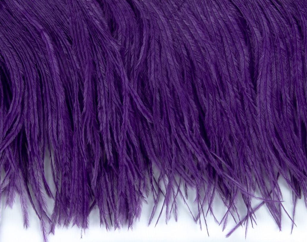 Ostrich Fringe 13-15cm depth per metre - 2 ply Bright Purple