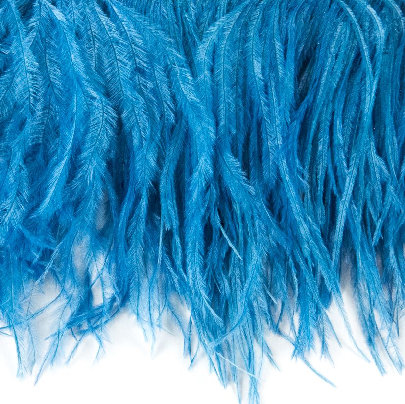 Ostrich Fringe 13-15cm depth per metre - 2 ply Deep Turquoise