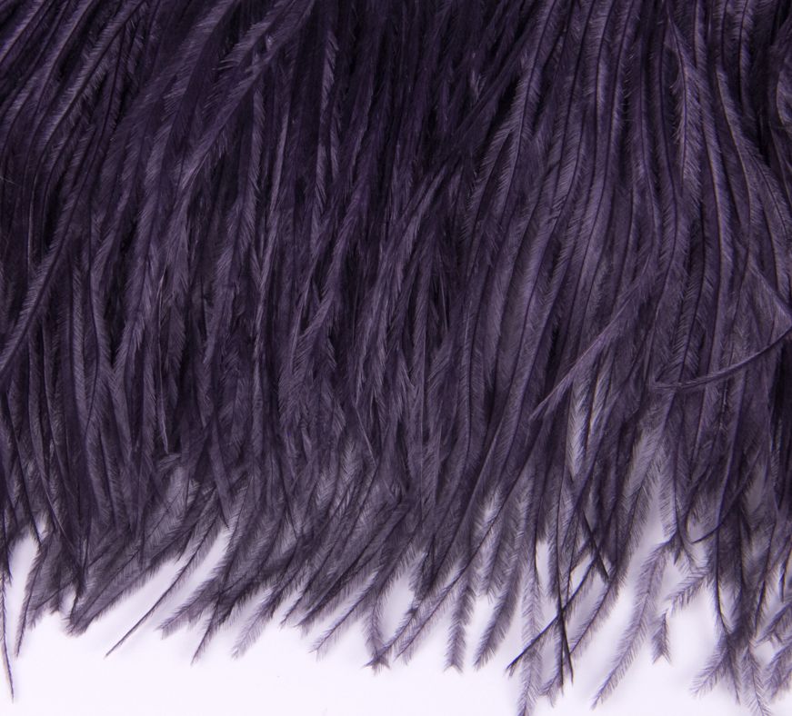 Ostrich Fringe 13-15cm depth per metre - 2 ply Aubergine