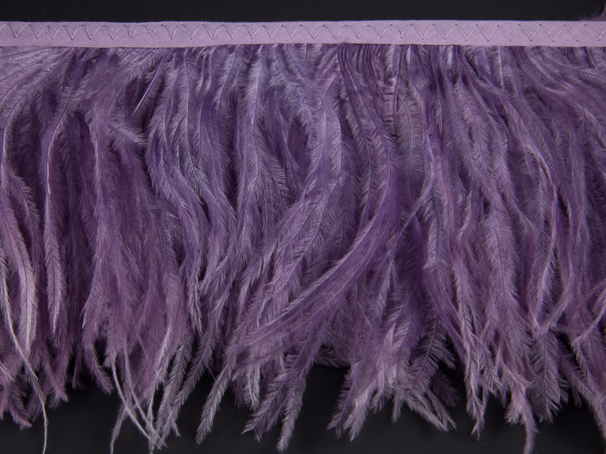 Ostrich Fringe 13-15cm depth per metre - 2 ply Lilac