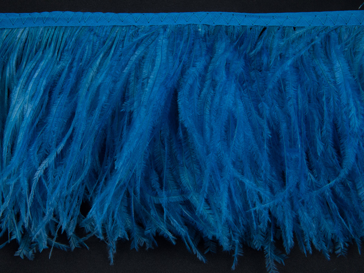 Ostrich Fringe 13-15cm depth per metre- 3 ply Deep Turquoise