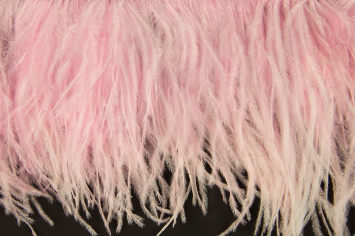 Ostrich Fringe 13-15cm depth per metre - 4 ply Baby Pink