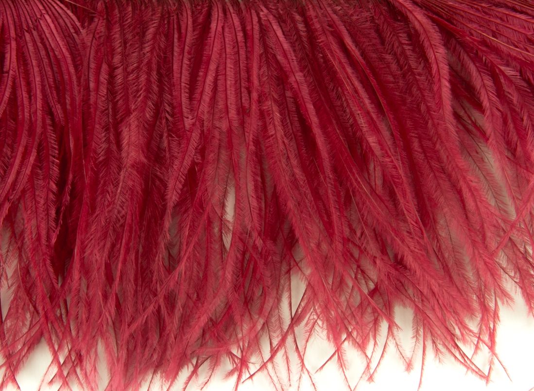 Ostrich Fringe 13-15cm depth per metre - 4 ply Cerise