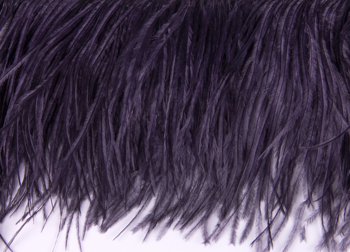 Ostrich Fringe 13-15cm depth per metre - 4 ply Aubergine