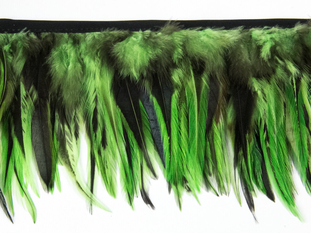 Badger Hackle Feather Fringe per metre Lime