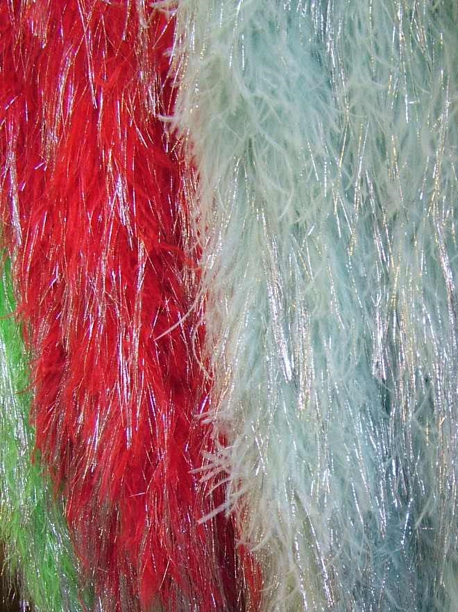 Lurex boas close up