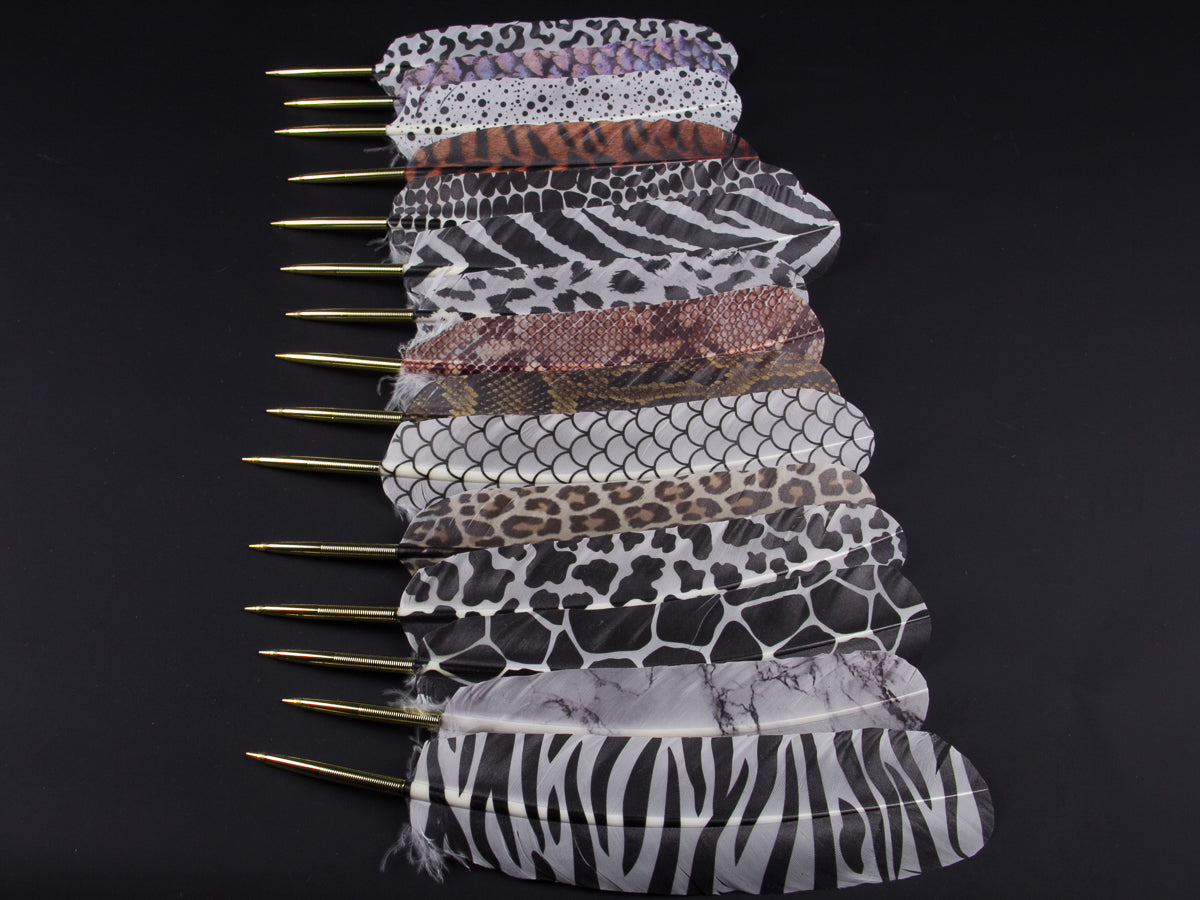 Luxury Full Feather Print Pens (Pack of 10)