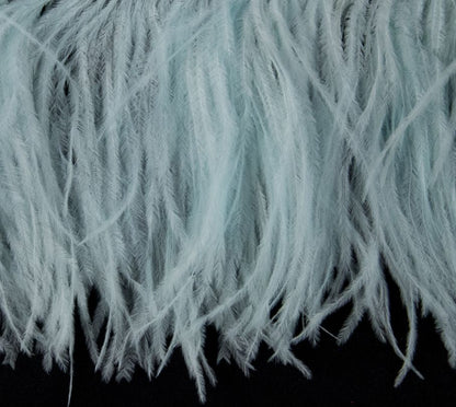 Ostrich Fringe 13-15cm depth per metre - 2 ply Aqua