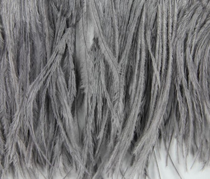 Ostrich Fringe 13-15cm depth per metre - 2 ply Charcoal Grey