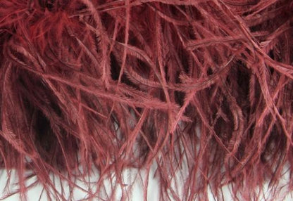 Ostrich Fringe 13-15cm depth per metre - 2 ply Burgundy