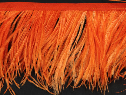 Ostrich Fringe 13-15cm depth per metre - 2 ply Orange