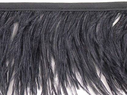 Ostrich Fringe 13-15cm depth per metre - 2 ply Black
