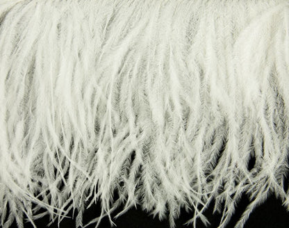 Ostrich Fringe 13-15cm depth per metre - 2 ply Ivory