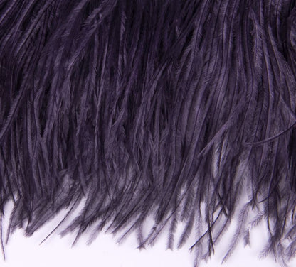 Ostrich Fringe 13-15cm depth per metre - 2 ply Aubergine