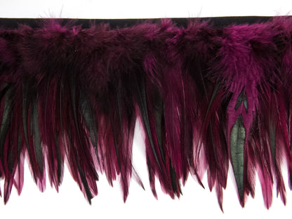 Badger Hackle Feather Fringe per metre Wine