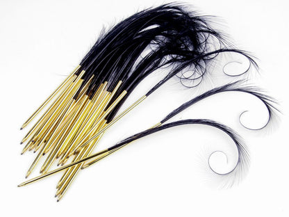 Curled and Burnt Pheasant Feather Pens (Pack of 10)