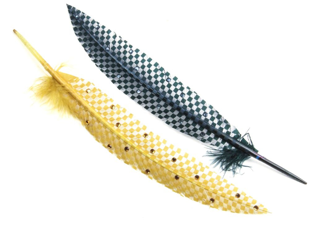 Engraved and Jewelled Imitation Goose Quill - Pack of 3