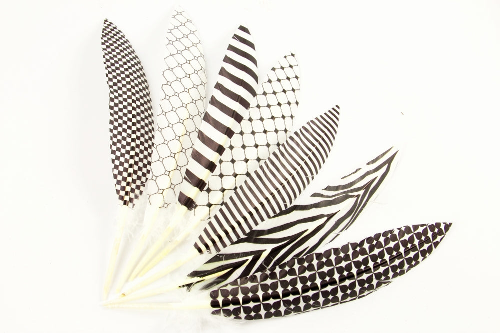 Print Pattern Trimmed Turkey Quill (Pack of 3)