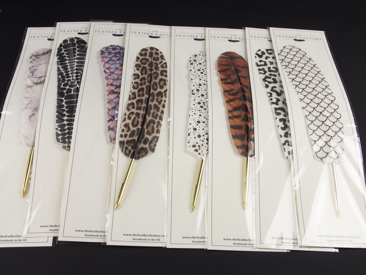 Luxury Full Feather Print Pens (Pack of 10)