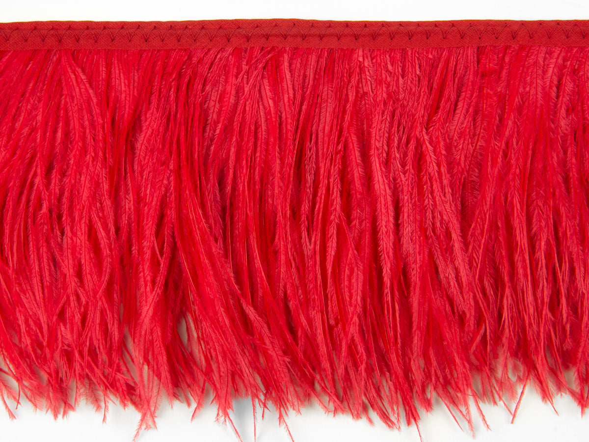 2 Ply Ostrich Feather Fringe 10 cm depth - Fashion Colours